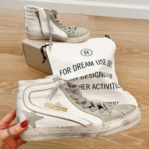 Golden Goose White and Gray High-Top Sneakers